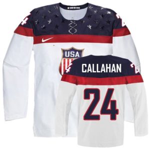 Olympic Hockey Ryan Callahan Authentic Herren Weiß – Team USA #24 Heim 2014